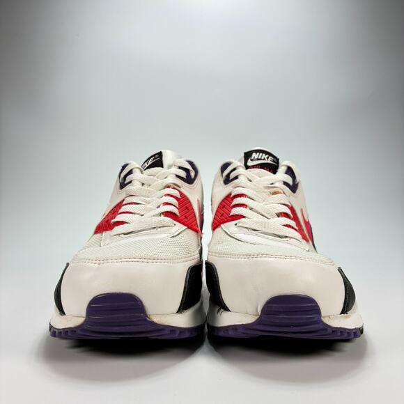 Nike Air Max 90 White Black Lace Up Comfort Running Shoes AJ1285-106 Men's Sz 10 - Picture 2 of 11